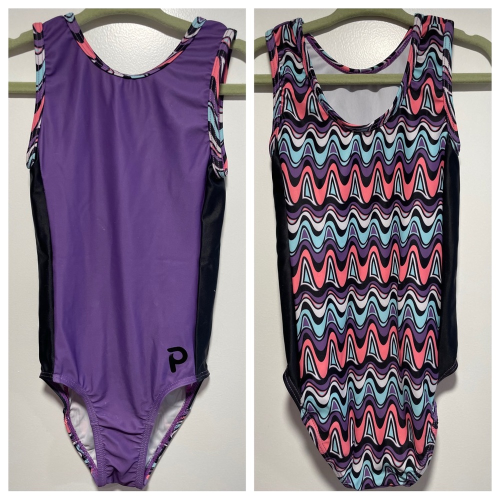 Plum purple/waves flipside leotard Child Small
